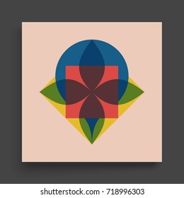 Textbook, Booklet or Notebook Mockup. Abstract geometric design. Vector illustration made of various overlapping elements.