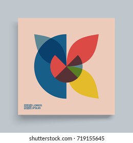 Textbook, Booklet or Notebook Mockup. Abstract geometric design. Vector illustration made of various overlapping elements.