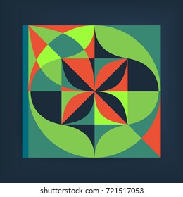 Textbook, Booklet or Notebook Mockup. Abstract geometric design. Vector illustration made of various overlapping elements.
