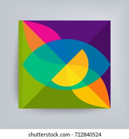 Textbook, Booklet or Notebook Mockup. Abstract geometric design. Vector illustration made of various overlapping elements.