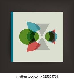 Textbook, Booklet or Notebook Mockup. Abstract geometric design. Vector illustration made of various overlapping elements.