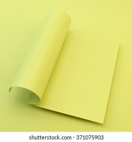 Textbook, Booklet or Notebook Mockup. Blank page template for design layout. 3d vector illustration. A4 business blank.