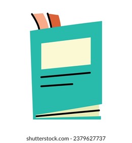 Textbook color element. Textbook for academic studies. Digital illustration for web page, mobile app, promo.