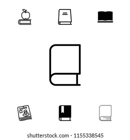Textbook icon. collection of 7 textbook filled and outline icons such as book, apple on book. editable textbook icons for web and mobile.