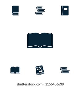 Textbook icon. collection of 7 textbook filled icons such as magazine, book. editable textbook icons for web and mobile.