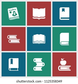 Textbook icon. collection of 9 textbook filled icons such as book, magazine. editable textbook icons for web and mobile.