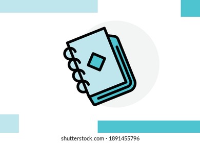 Textbook icon colored line symbol. Premium quality isolated book, magazine, study, library element in trendy style.