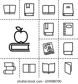 Textbook icon. set of 13 outline textbookicons such as book, magazine, notebook
