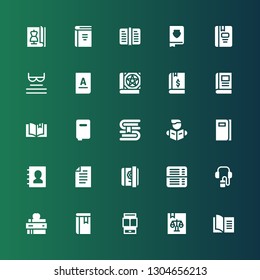 textbook icon set. Collection of 25 filled textbook icons included Book, Ereader, Audio guide, Diary, Paper, Phone book, Reading, Books, Read, Magazine