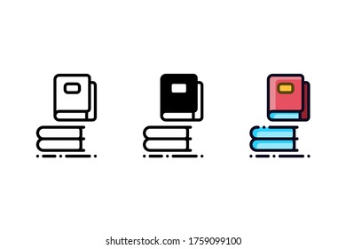 Textbook icons. With outline, glyph, and filled outline style