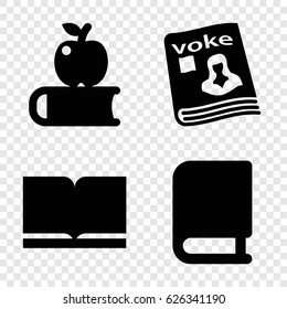 Textbook icons set. set of 4 textbook filled icons such as magazine, book