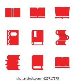 Textbook icons set. set of 9 textbook filled icons such as book
