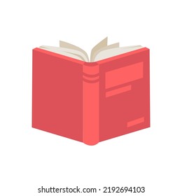 Textbook or journal with hardcover, isolated book for reading on leisure or studying in university or school. Isolated publication with open pages. Vector in flat style