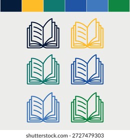 Vetor de Coleção de Ícones de Linha de Livro de Texto.