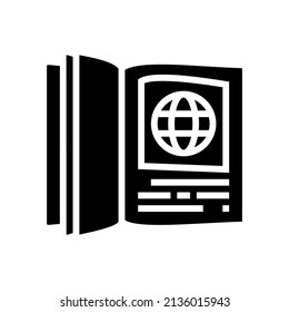 vector de icono de glifo de literatura de libro de texto. signo de literatura de libro de texto. símbolo de contorno aislado ilustración negra