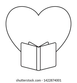textbook open with heart isolated icon