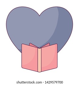 textbook open with heart isolated icon