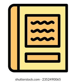 Vector de contorno de icono oratorio de libro de texto. Elecciones de ponencia. Color de la expresión retórica plano