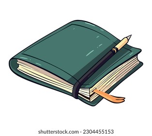 libro de texto con icono de lápiz aislado