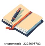 textbook with a pen over white