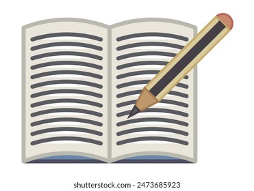 Textbook with a pencil on white background