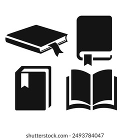 Textbook vector icons set isolated on white background. Simple flat illustration of note book, literature lesson web symbol.