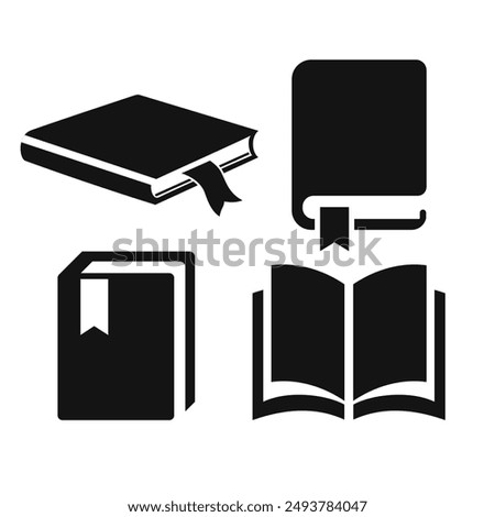 Textbook vector icons set isolated on white background. Simple flat illustration of note book, literature lesson web symbol.