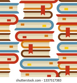 Bücher stapeln nahtlose Muster Lesezeichen und Bände Vektorgrafik und Literatur Buchladen Literatur und Literatur Arbeit Publikation Lesen und Lernen Enzyklopädie und Wörterbuch