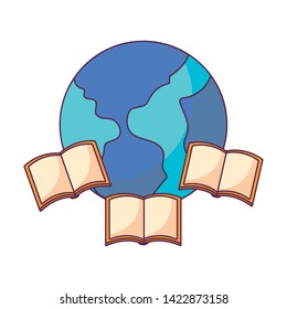 textbooks open with planet earth