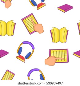 Textbooks pattern. Cartoon illustration of textbooks vector pattern for web