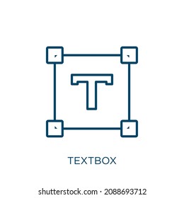 Textbox Icon. Thin Linear Textbox Outline Icon Isolated On White Background. Line Vector Textbox Sign, Symbol For Web And Mobile