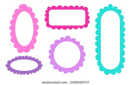 Textbox set. Doodle Hand drawn frames in colorful. Collection of blank templates
 Vector illustration isolated on white background