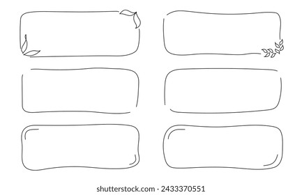 Textbox set. Doodle Hand drawn frames in black and white color. Collection of blank templates
 Vector illustration isolated on white background