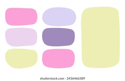 Textbox set. Hand drawn frames in pastel colors. Collection Doodle of blank templates
 Vector illustration isolated on white background