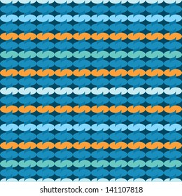 Textile abstract geometric striped seamless pattern in blue
