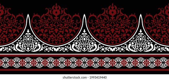 textile ajrak border black and white 