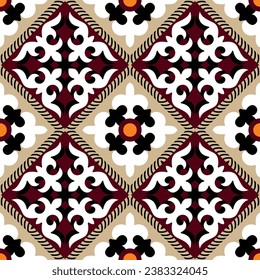 patrón de ajrak textil negro y mehroon