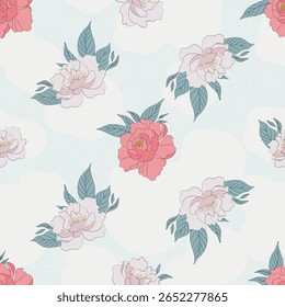 Textile Allover seamless pattern design, floral pattern design with green leaves