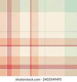 Textile background check of seamless fabric tartan with a pattern texture plaid vector in orange and antique white colors.