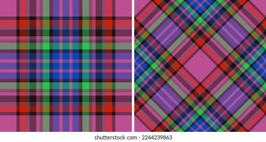 Textile background fabric. Check texture plaid. Seamless tartan vector pattern in set.