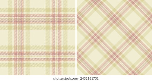 Textile background fabric of check vector texture with a pattern plaid tartan seamless set in trendy colors.