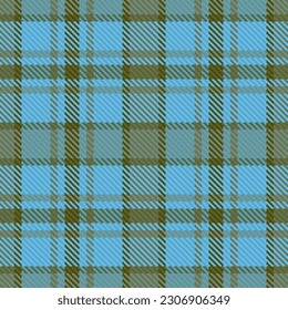 Textile background fabric. Seamless texture vector. Plaid pattern tartan check in cyan and dark colors.