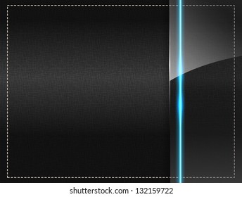 Textile background with a glass panel and a blue neon light. (Vector)