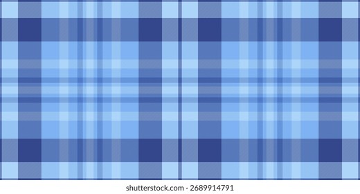 Para cima padrão de fundo têxtil, tecido de cortina sem costura. Teste tartan de textura de vetor primário na paleta de cores azul e clara.