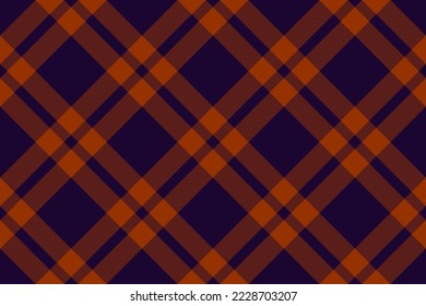 Textile background seamless. Check tartan vector. Plaid texture fabric pattern in orange and dark colors.
