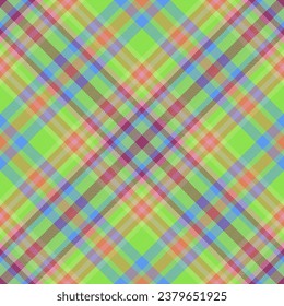 Textile background seamless of tartan check plaid with a vector pattern fabric texture in green and red colors.