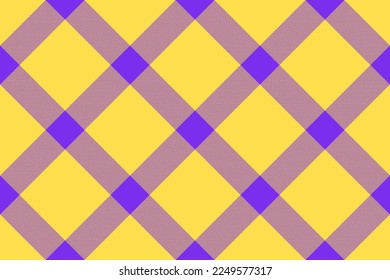 Textiler Hintergrund Tartan. Überprüfen Sie die Vektorstruktur. Plaid Muster Gewebe nahtlos in Gelb- und Violettfarben.