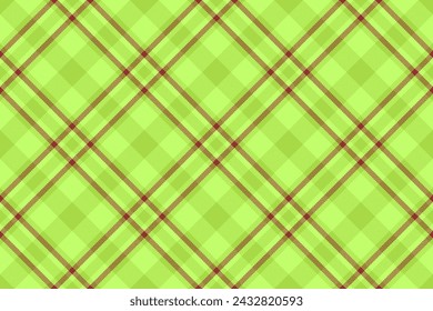 Textile background tartan of fabric plaid check with a pattern texture vector seamless in green and red colors.