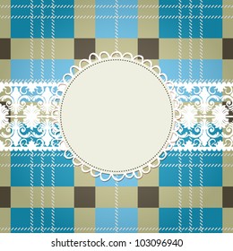 Textile background, white lace frame