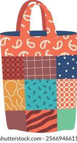 Textile bag with geometric pattern